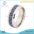 Fashion silver high polished edge with carbon fiber titanium ring jewelry